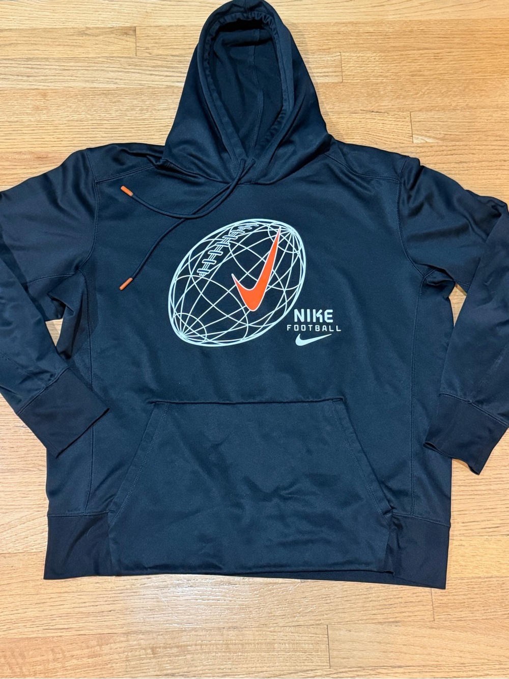 Nike football Black Dri-Fit Hoodie with Orange Swoosh Accent